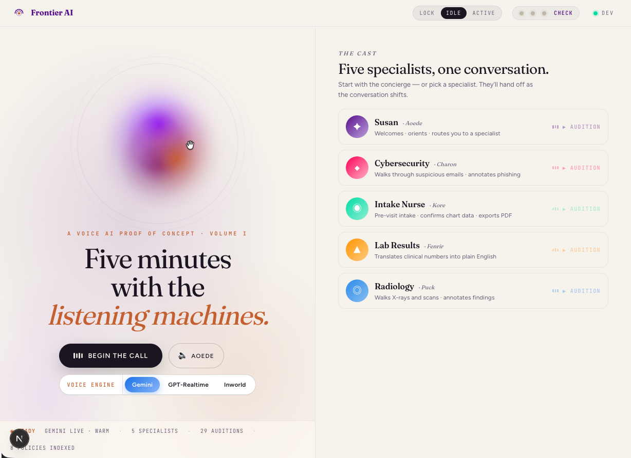 Frontier AI reconstructed interface